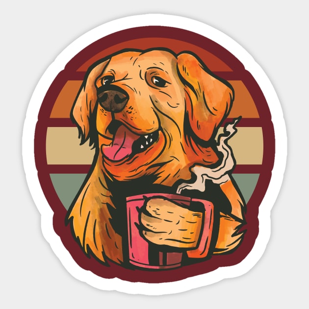 GOLDEN RETRIEVER DOG COFFEE Sticker by aboss